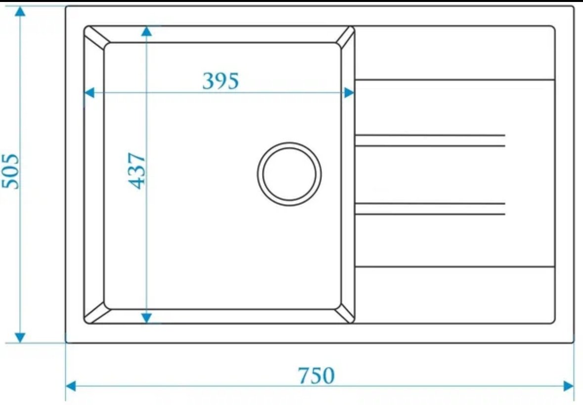 Кухонная мойка Marrbaxx 161/Q4 врезная 50х75х21 см, искусственный камень, тон черный купить,57288