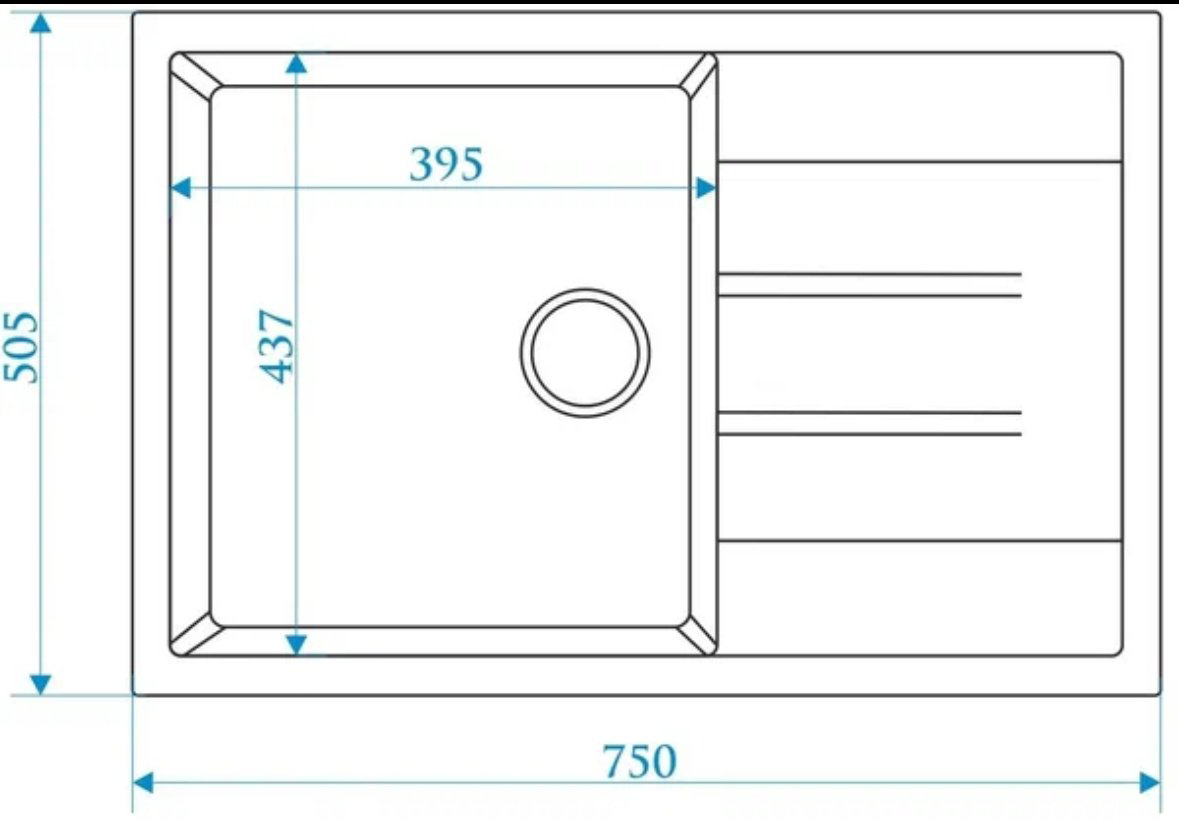 Кухонная мойка Marrbaxx 161/Q4 врезная 50х75х21 см, искусственный камень, тон черный купить,57288
