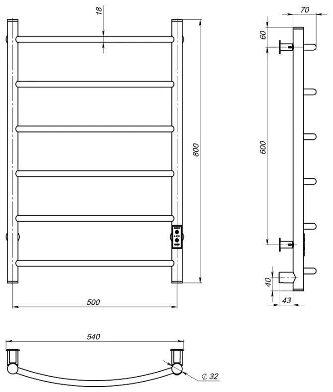 Полотенцесушитель Электрический Пэк сп 5, лесенка 50x80 см купить,112092