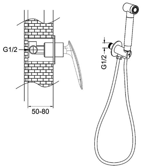 Rose гигиенический душ R1105H, латунь купить,NaN