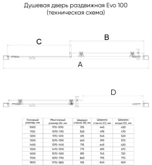 Душевое ограждение KABINKA.KZ одностенное E1-CH-150-01-C9, 1500х1950 мм