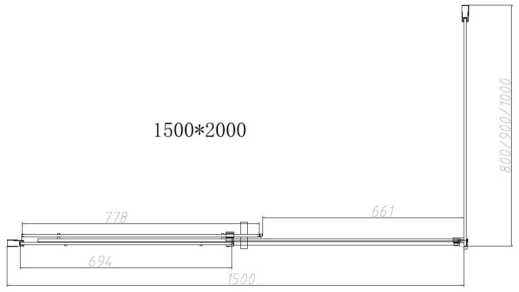 Душевое ограждение KABINKA.KZ двухстенное VSR-4D9015CL, 1500х2000 мм купить,NaN