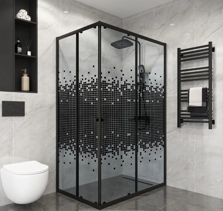 Душевое ограждение KABINKA.KZ двухстенное NG-1012-14QBLACK, 1170х1900 мм