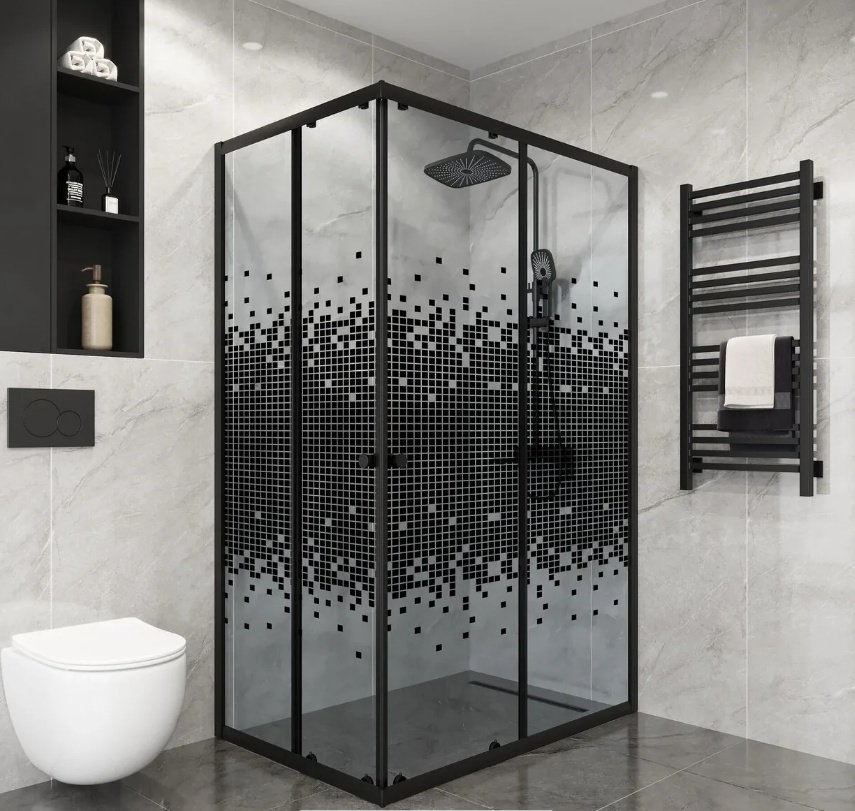 Душевое ограждение KABINKA.KZ двухстенное NG-1012-14QBLACK, 1170х1900 мм