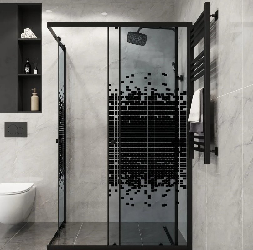 Душевое ограждение KABINKA.KZ двухстенное NG-1012-14QBLACK, 1170х1900 мм