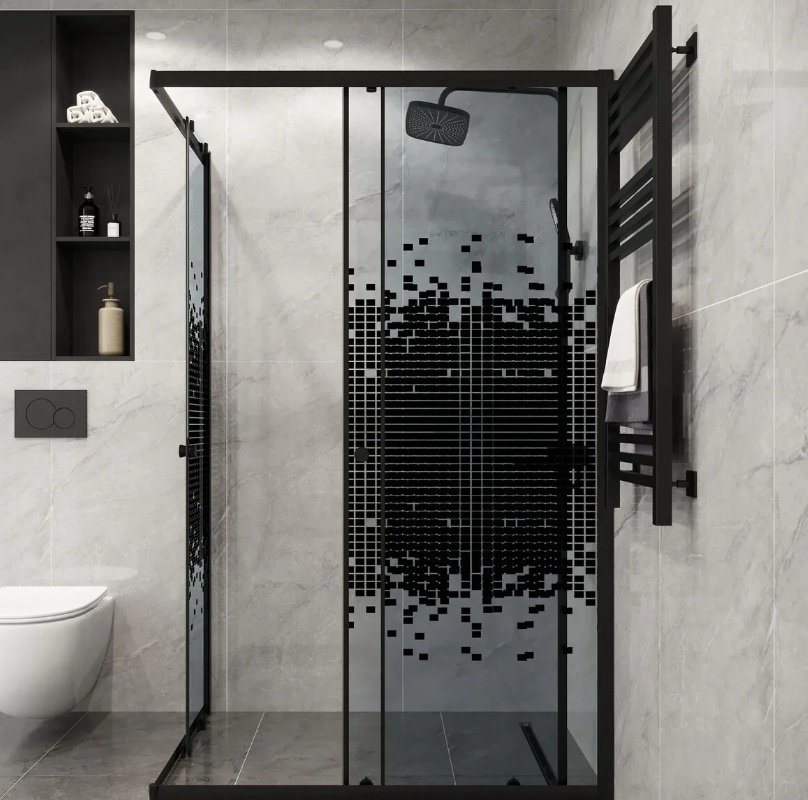 Душевое ограждение KABINKA.KZ двухстенное NG-1012-14QBLACK, 1170х1900 мм купить,NaN