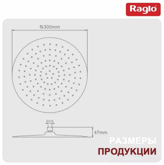 Raglo лейка для душа (без шланга) R451.56.09, нержавеющая сталь купить,NaN