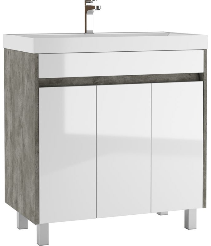 Комплект для ванной KABINKA.KZ Байтерек (тумба под раковину, зеркало, раковина) белый, серый