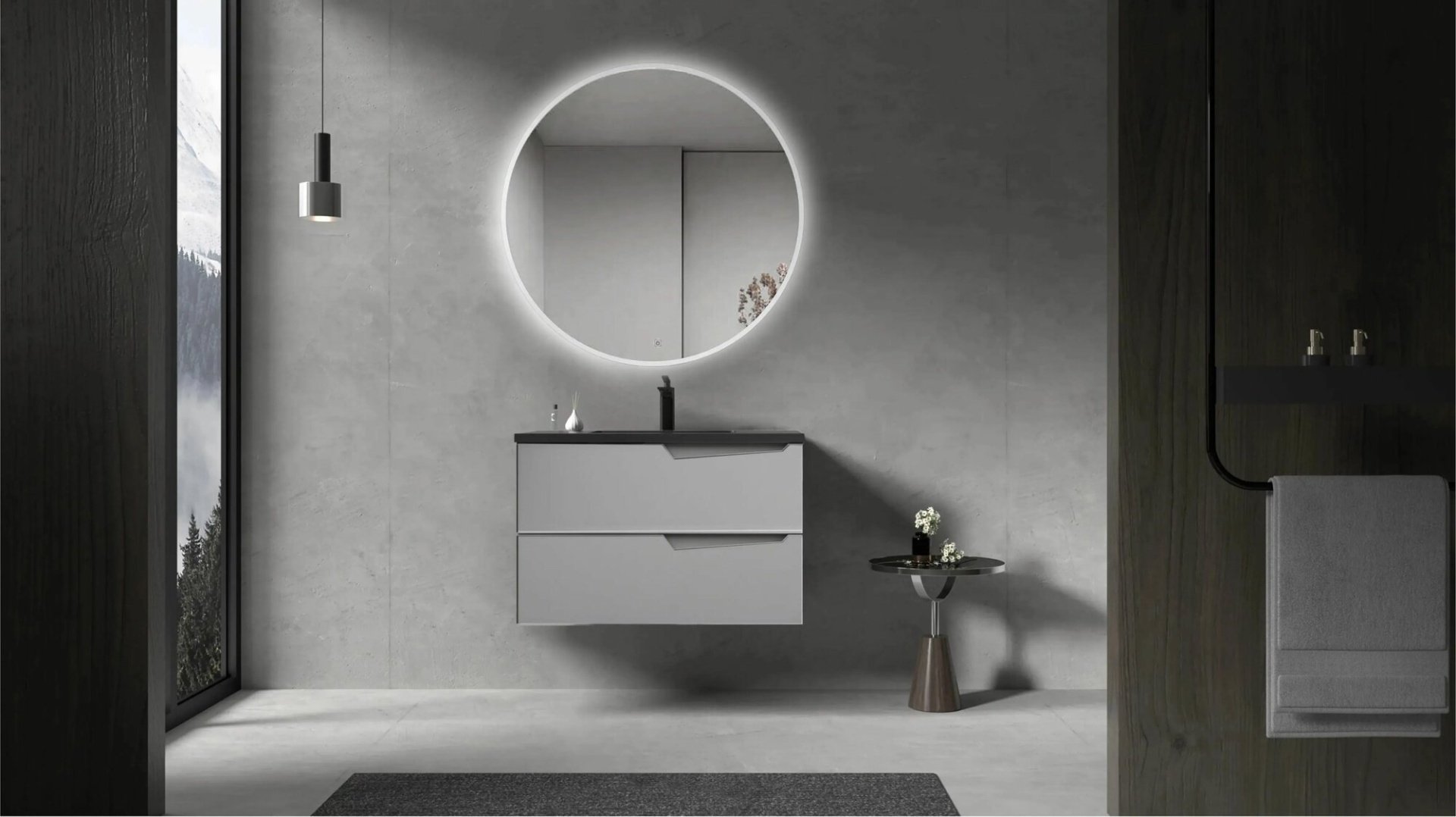 Тумба с раковиной Rhea80 , 80x55x48 см, серый