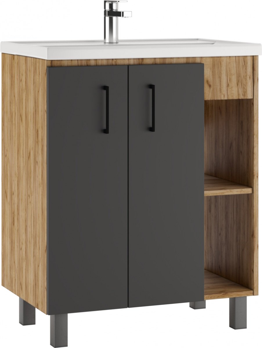 Тумба с раковиной KABINKA.KZ Байтерек, 67x82x44.4 см, коричневый, графит