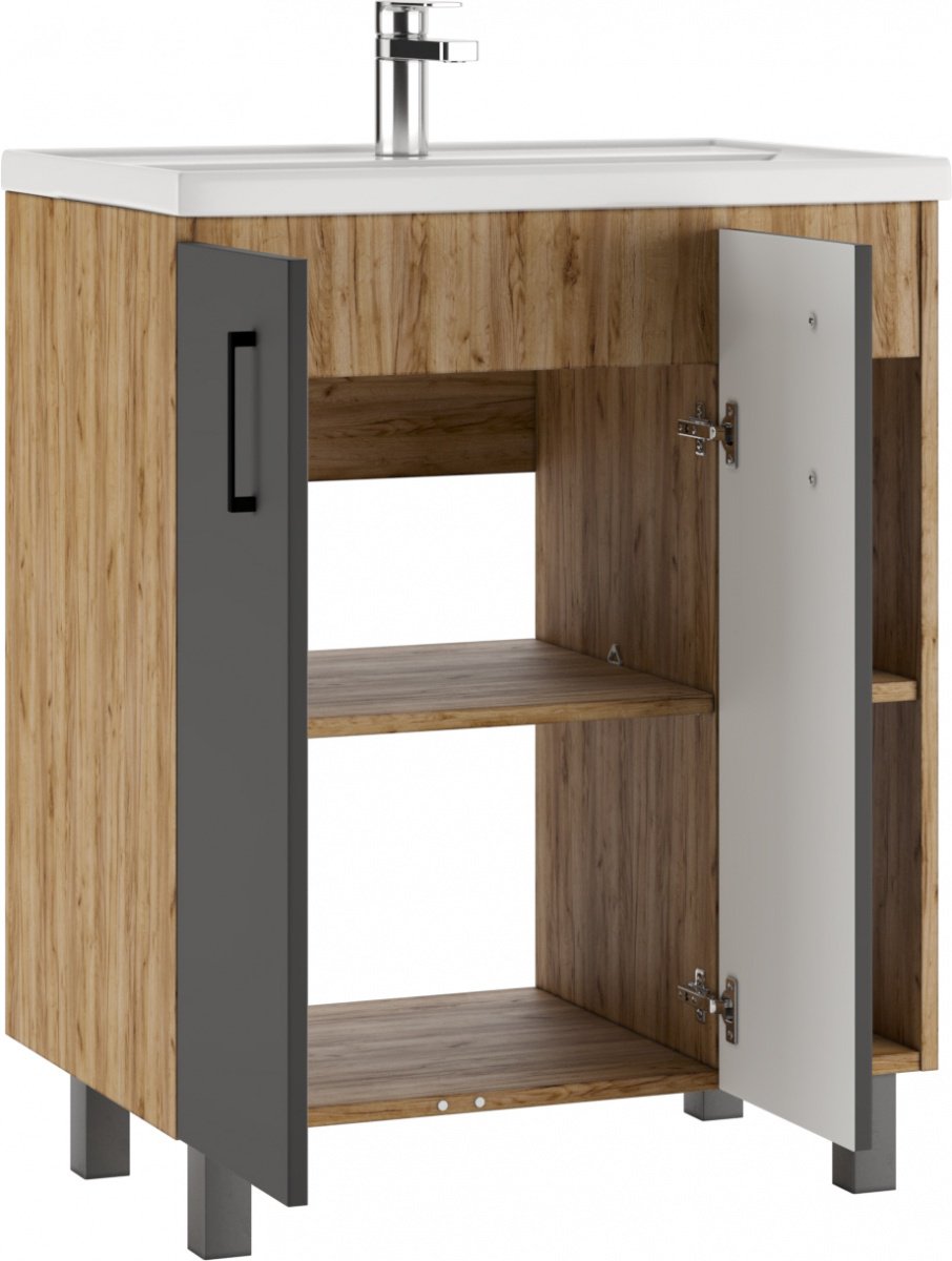 Тумба с раковиной KABINKA.KZ Байтерек, 67x82x44.4 см, коричневый, графит