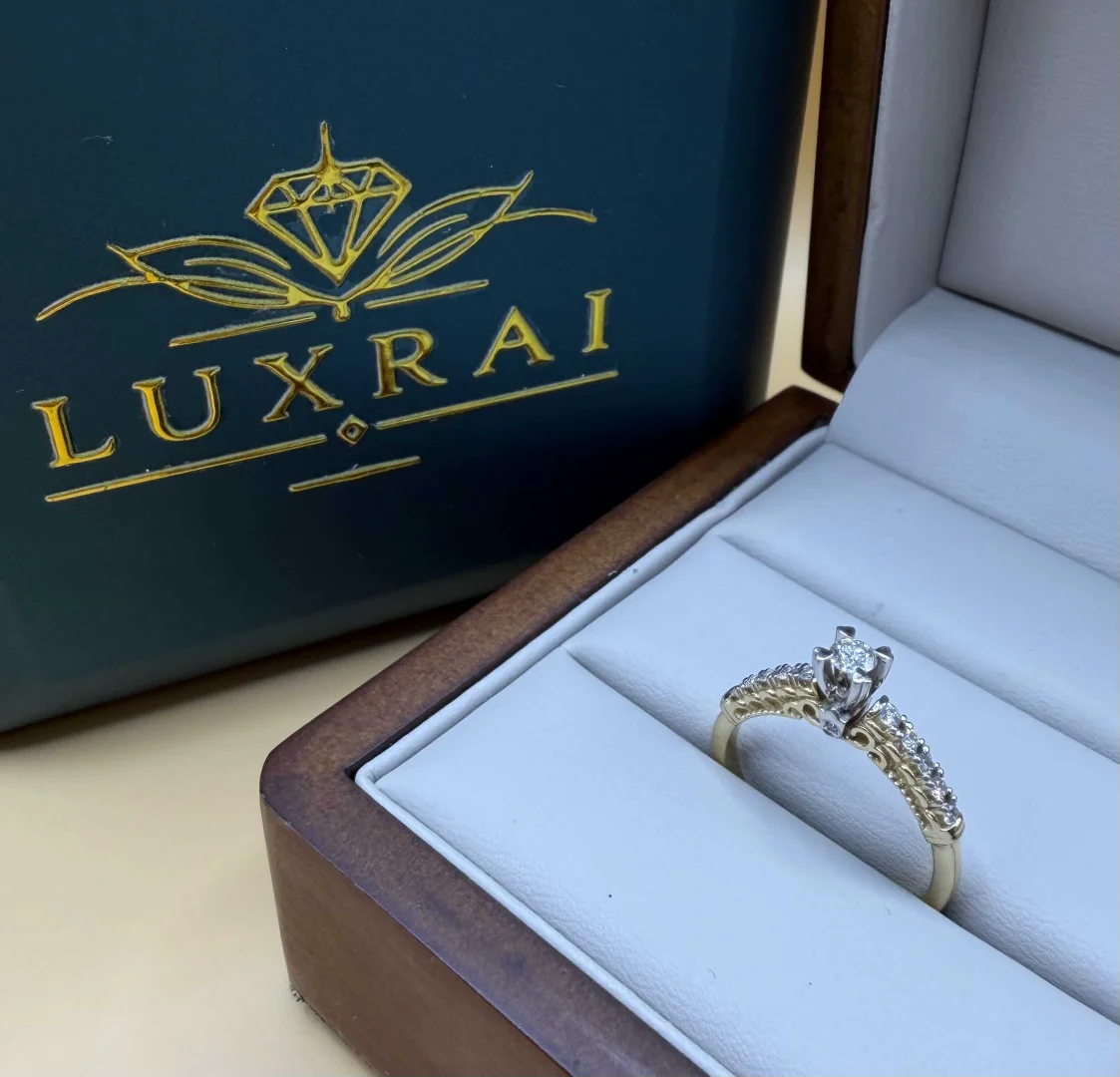 Кольцо Luxrai бриллиант, желтое золото 585 купить,NaN