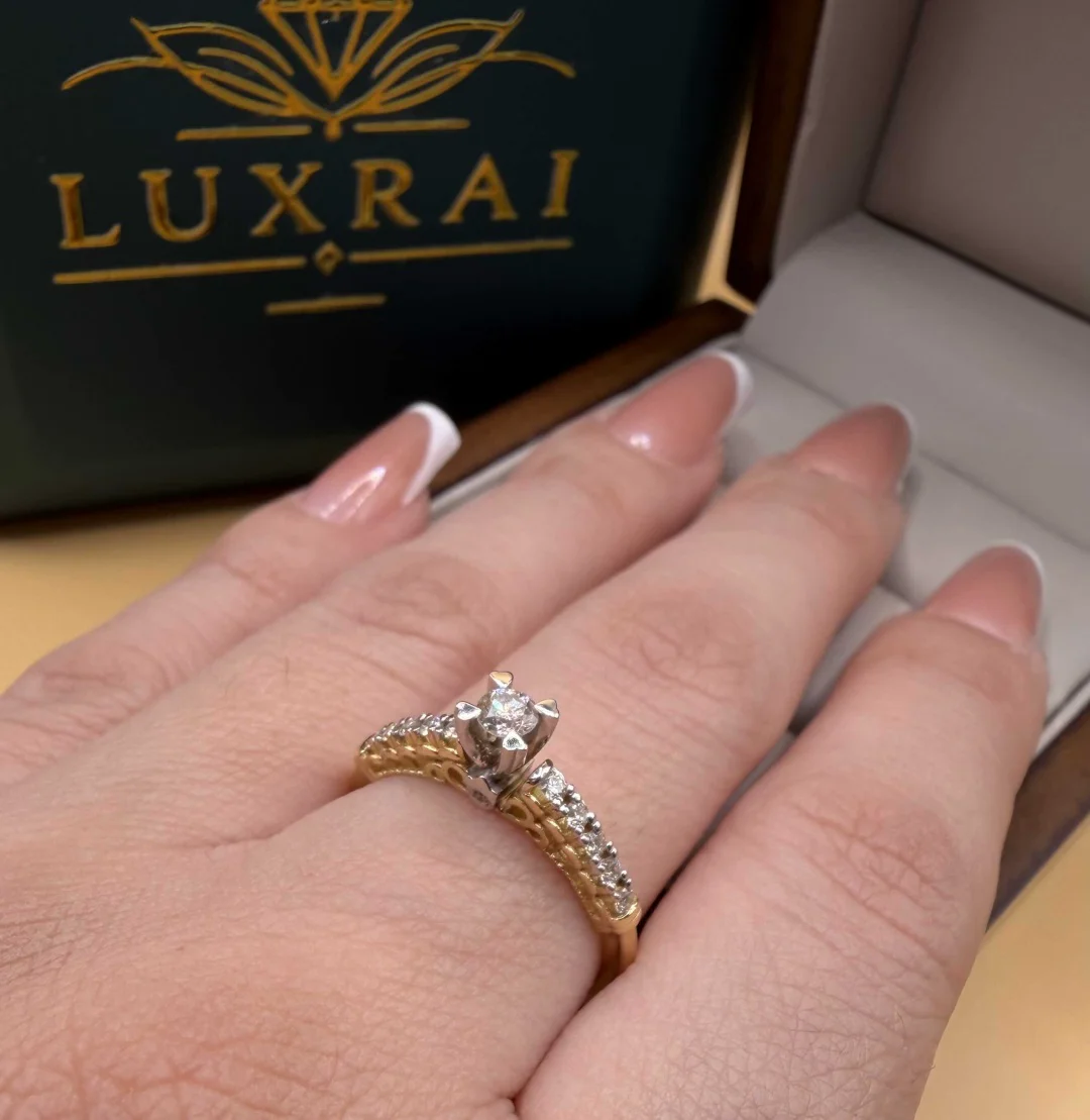 Кольцо Luxrai бриллиант, желтое золото 585 купить,NaN