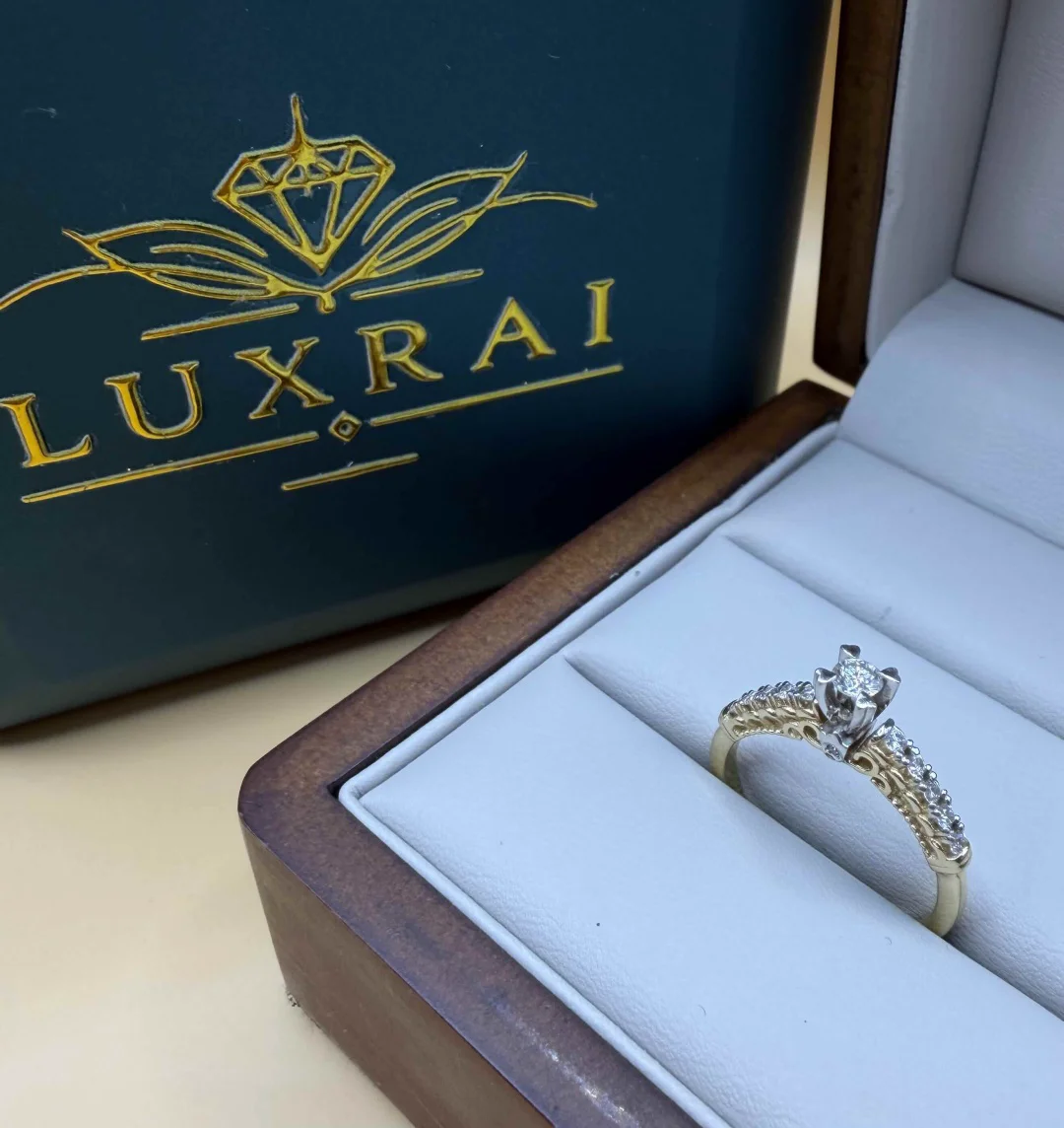 Кольцо Luxrai бриллиант, желтое золото 585 купить,NaN