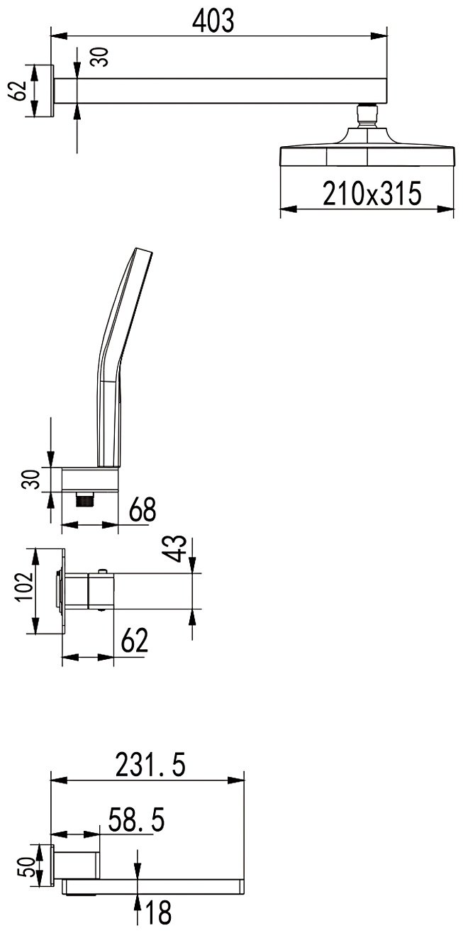 Rose душевой набор (гарнитур) R1095