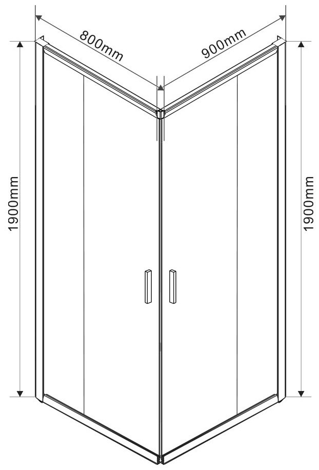 Душевое ограждение KABINKA.KZ двухстенное Garda, 800х1900 мм