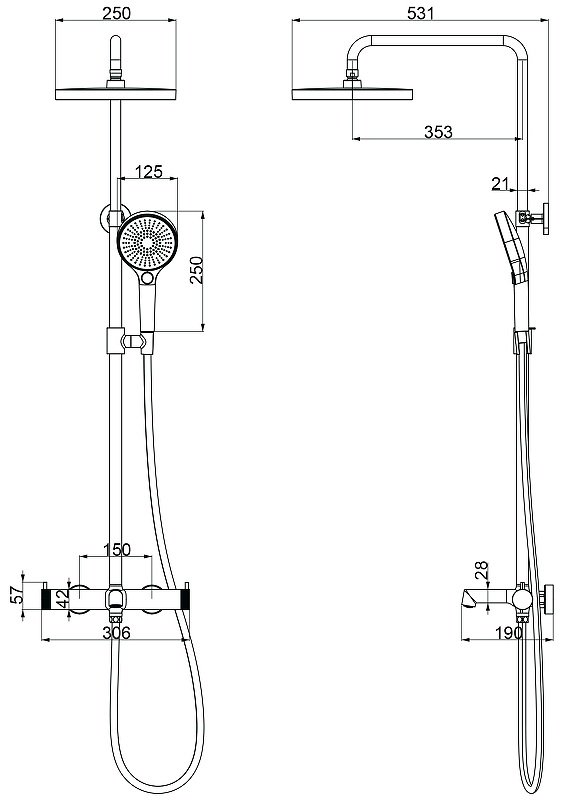 Vincea душевой набор (гарнитур) VSFS-2RM1CH