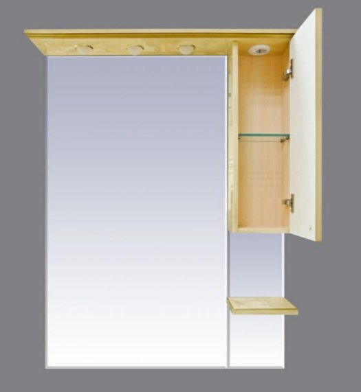 Шкаф зеркальный навесной KABINKA.KZ Olimpia LUX - 90, 90x17x115 см, бежевый