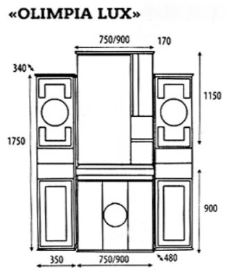 Шкаф зеркальный навесной KABINKA.KZ Olimpia LUX - 90, 90x17x115 см, бежевый