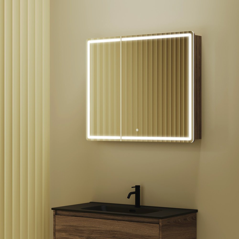 Шкаф зеркальный навесной Kabinka.kz Mirror 89x15x74см коричневый купить,NaN