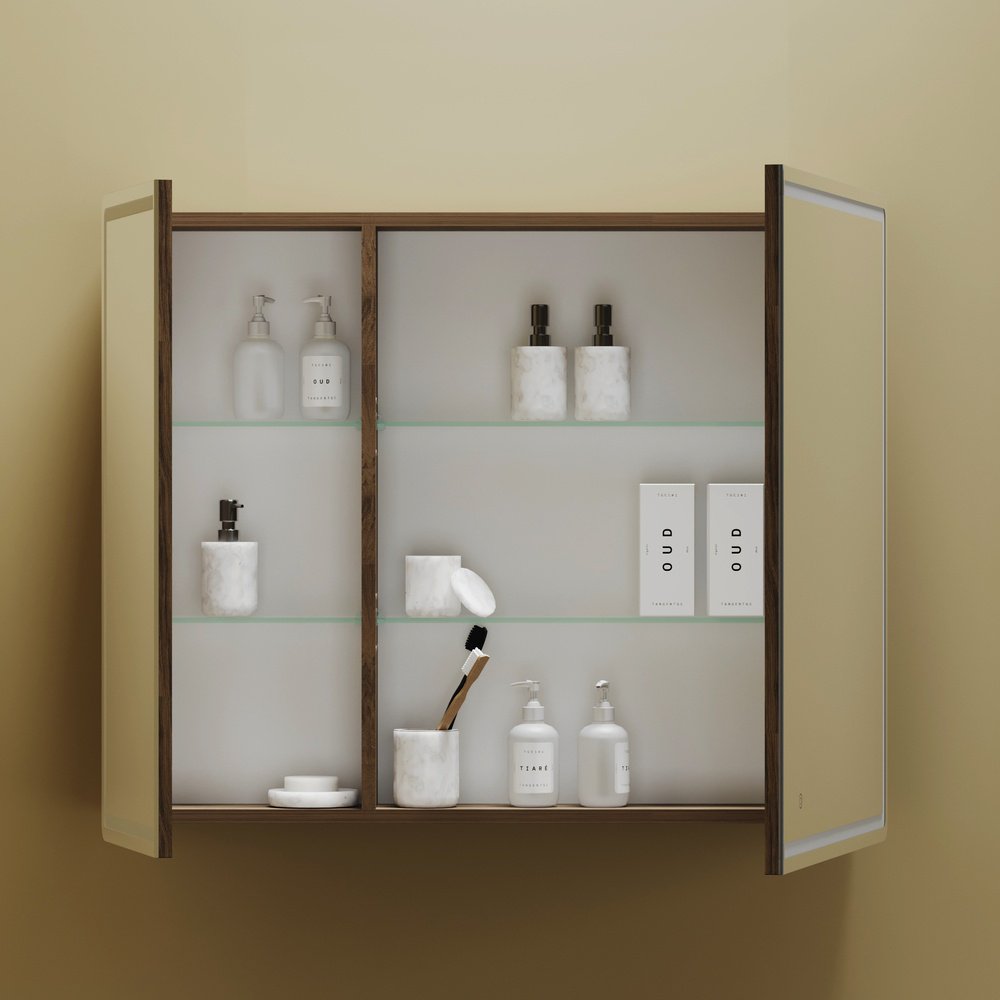 Шкаф зеркальный навесной KABINKA.KZ Mirror, 89x15x74 см, коричневый