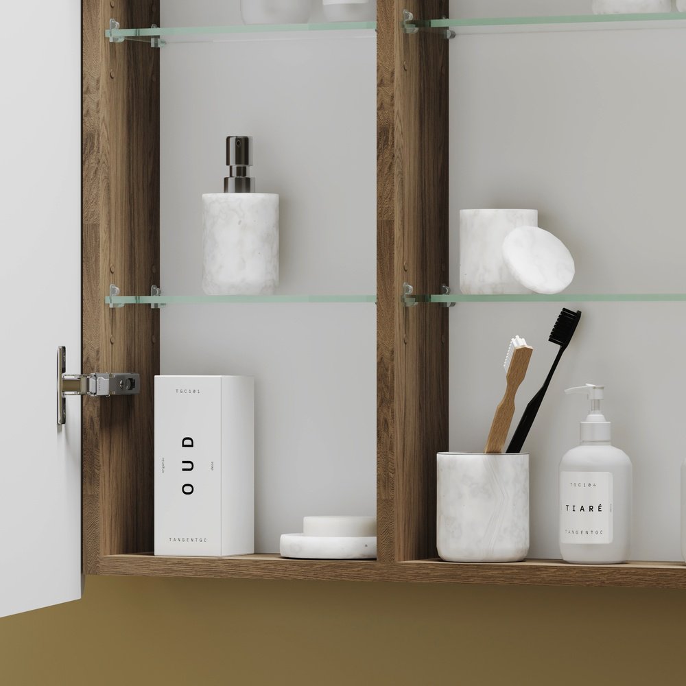 Шкаф зеркальный навесной KABINKA.KZ Mirror, 89x15x74 см, коричневый