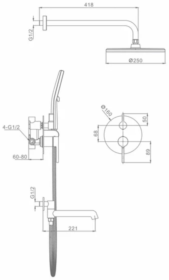 Raglo душевой набор (гарнитур) R20.27
