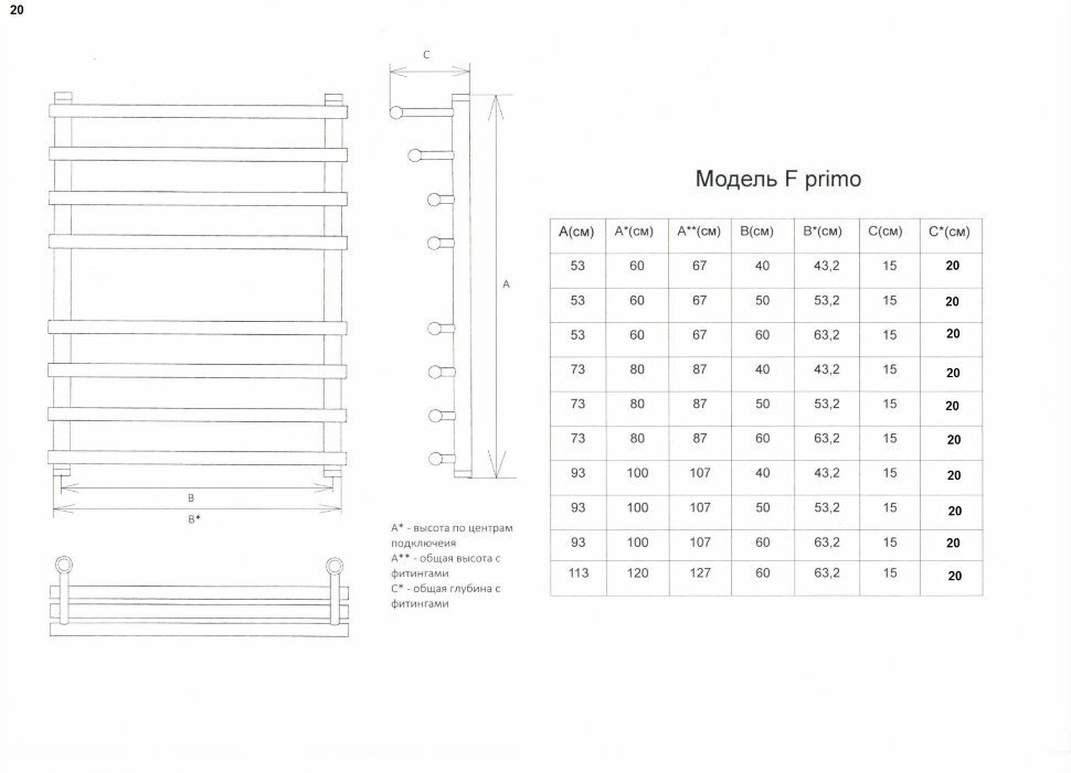 Полотенцесушитель Двин водяной F Primo 80/50, лесенка 50x80 см купить,NaN