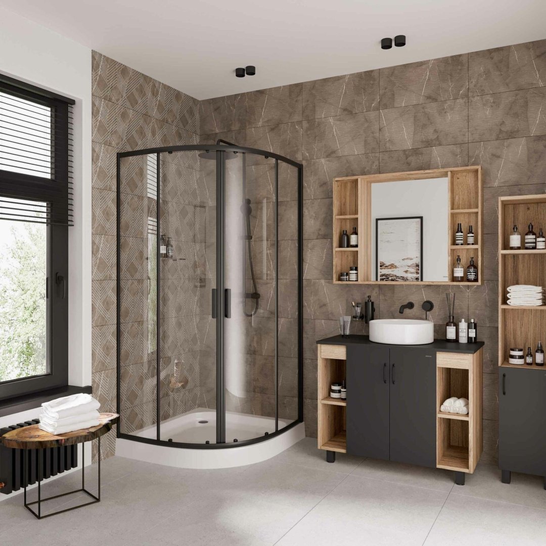 Душевое ограждение Niagara двухстенное NG-6886-08 BLACK, 800х1950 мм