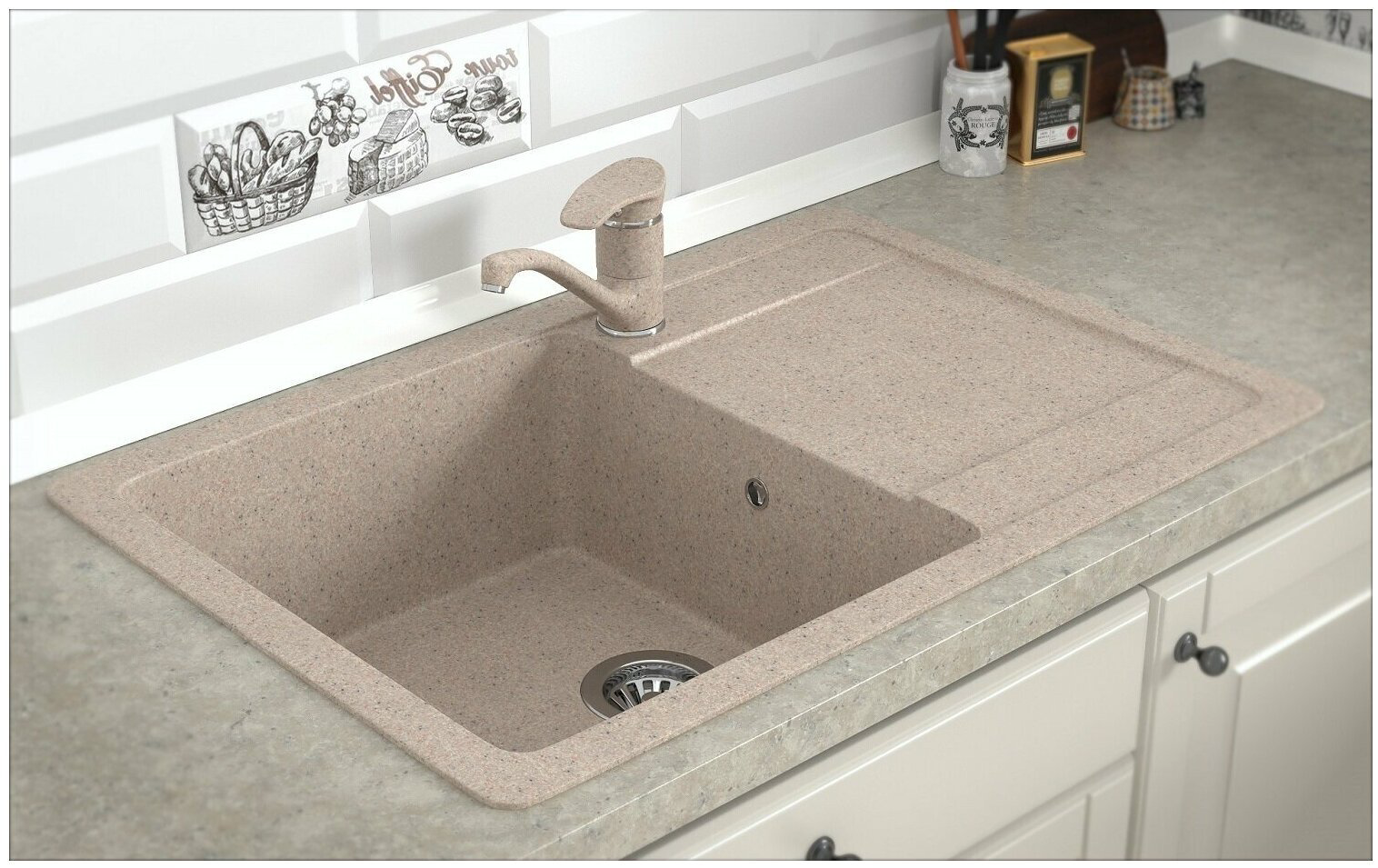 Кухонная мойка ГАММА Granite-13 врезная 64х50.5х18.5 см, искусственный гранит купить,NaN