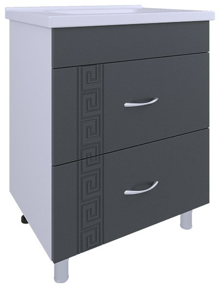 Тумба с раковиной AVK, Афина, ТР 2Ящика 600, 60x70x45 см, серый, белый купить,NaN