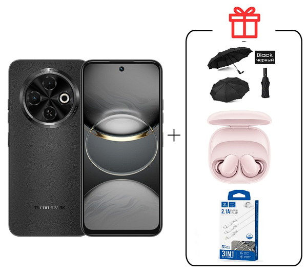 Смартфон Tecno Spark 30C 4/128Gb Orbit Black+Подарок купить,NaN