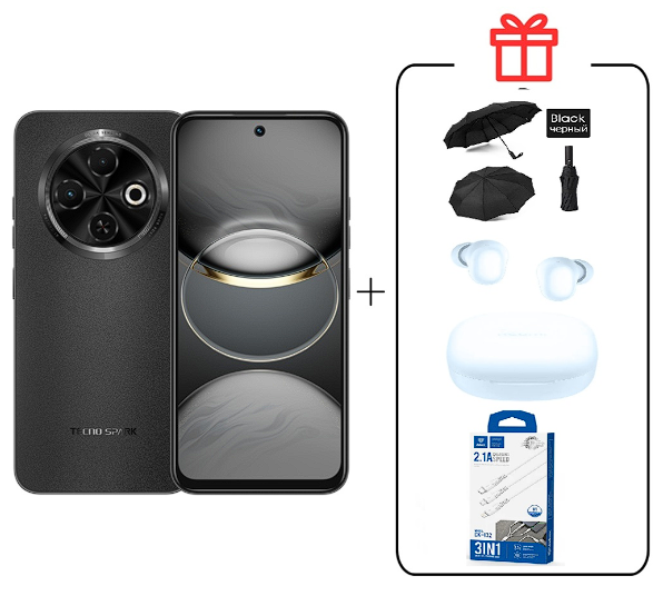 Смартфон Tecno Spark 30C 4/128Gb Orbit Black+Подарок купить,NaN