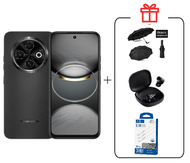 Смартфон Tecno Spark 30C 4/128Gb Orbit Black+Подарок купить,NaN