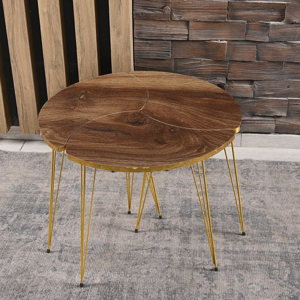 Журнальный столик Мебель Азии KD-AHM096 коричнево-золотистый купить,12990