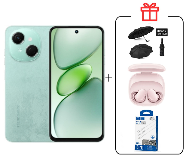 Смартфон Tecno Spark Go 1 3/64Gb Magic Skin Green+подарок купить,NaN