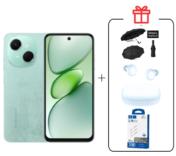 Смартфон Tecno Spark Go 1 3/64Gb Magic Skin Green+подарок купить,NaN