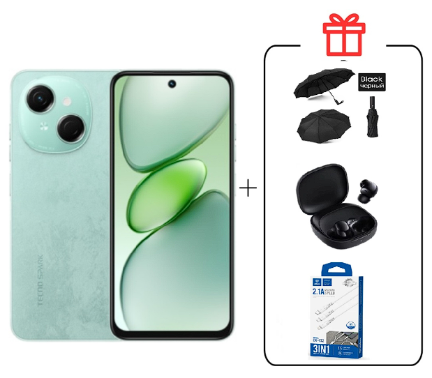Смартфон Tecno Spark Go 1 3/64Gb Magic Skin Green+подарок купить,NaN