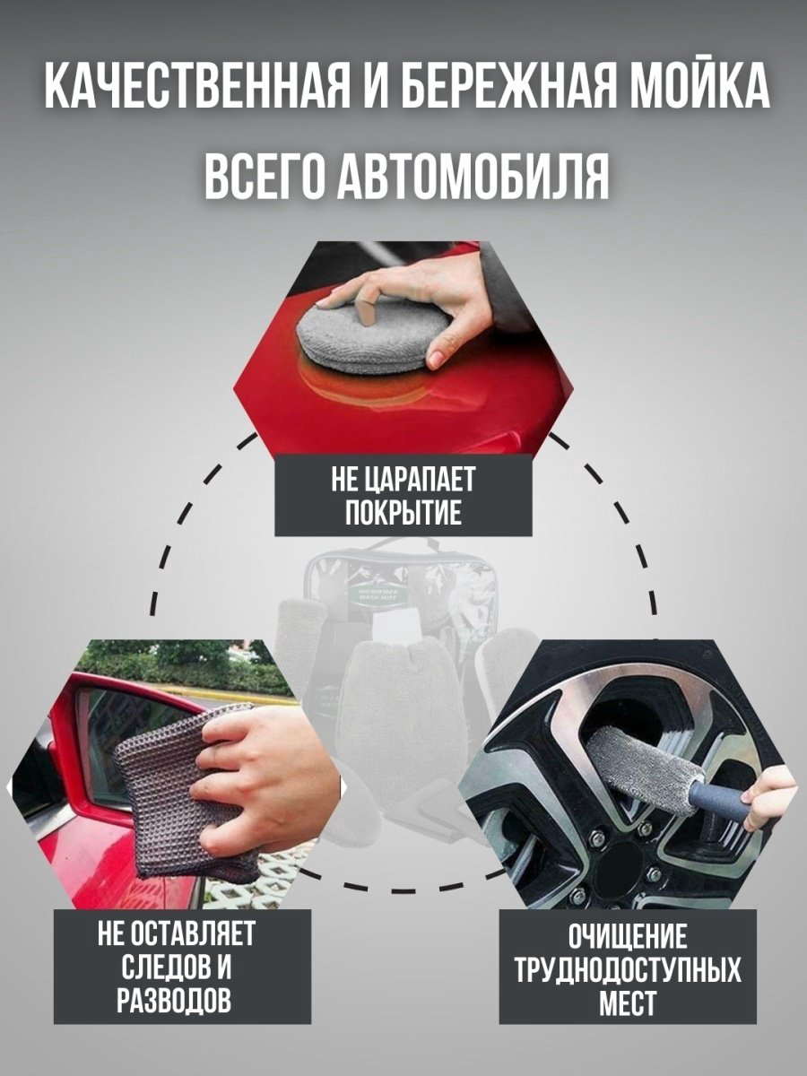Набор тряпок из микрофибры для мойки автомобиля серый 9 предметов - ForteMarket Набор тряпок из микрофибры для мойки автомобиля серый 9 предметов купить,4999