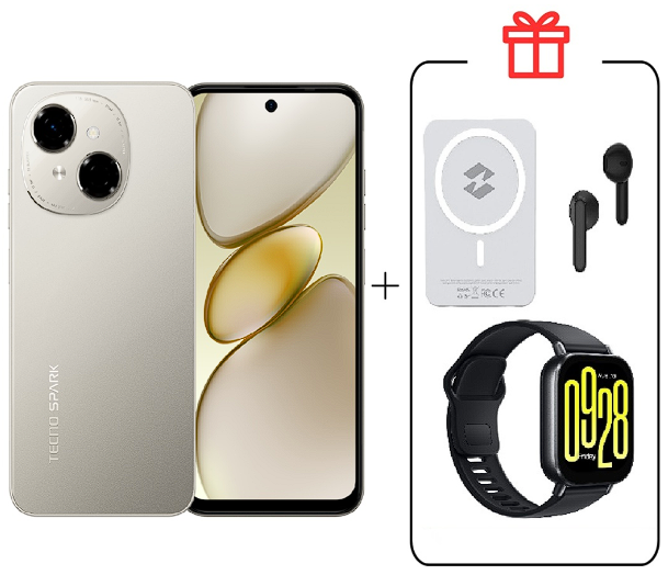 Смартфон Tecno Spark Go 1 3/64Gb Titanium Gold+подарок купить,NaN