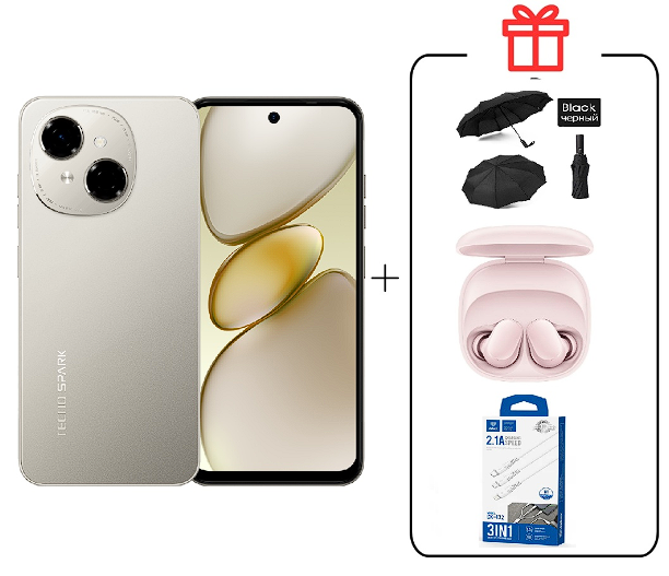 Смартфон Tecno Spark Go 1 3/64Gb Titanium Gold+подарок купить,NaN