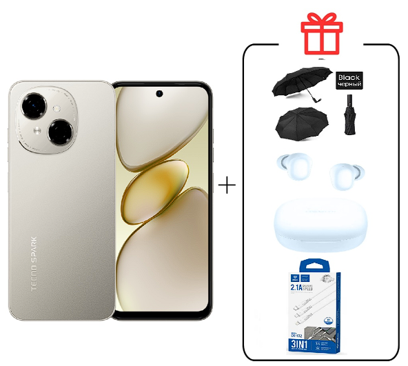 Смартфон Tecno Spark Go 1 3/64Gb Titanium Gold+подарок купить,NaN