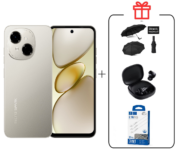 Смартфон Tecno Spark Go 1 3/64Gb Titanium Gold+подарок купить,NaN