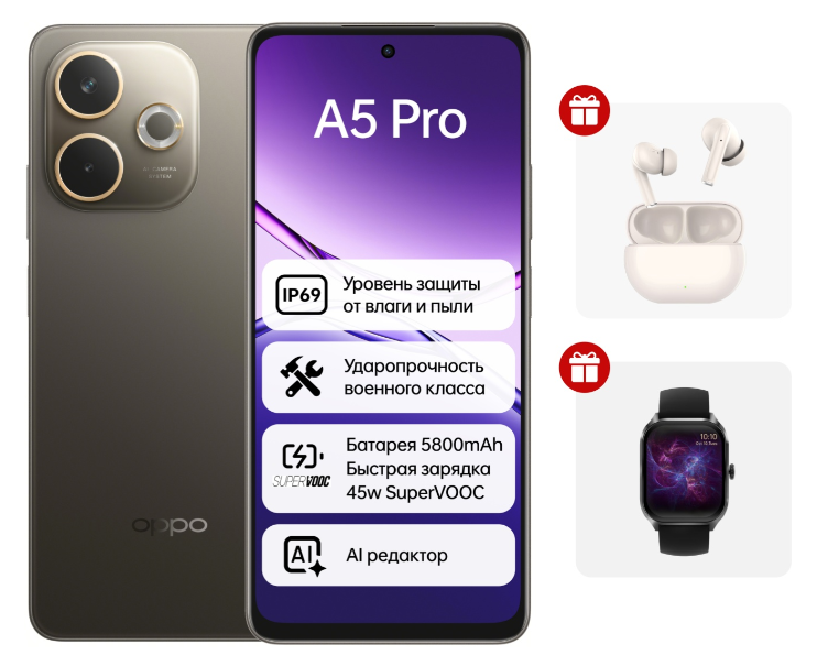 Смартфон Oppo A5 Pro 4G 8/128Gb Mocha Brown (Mocha Chocolate) + подарок купить,NaN