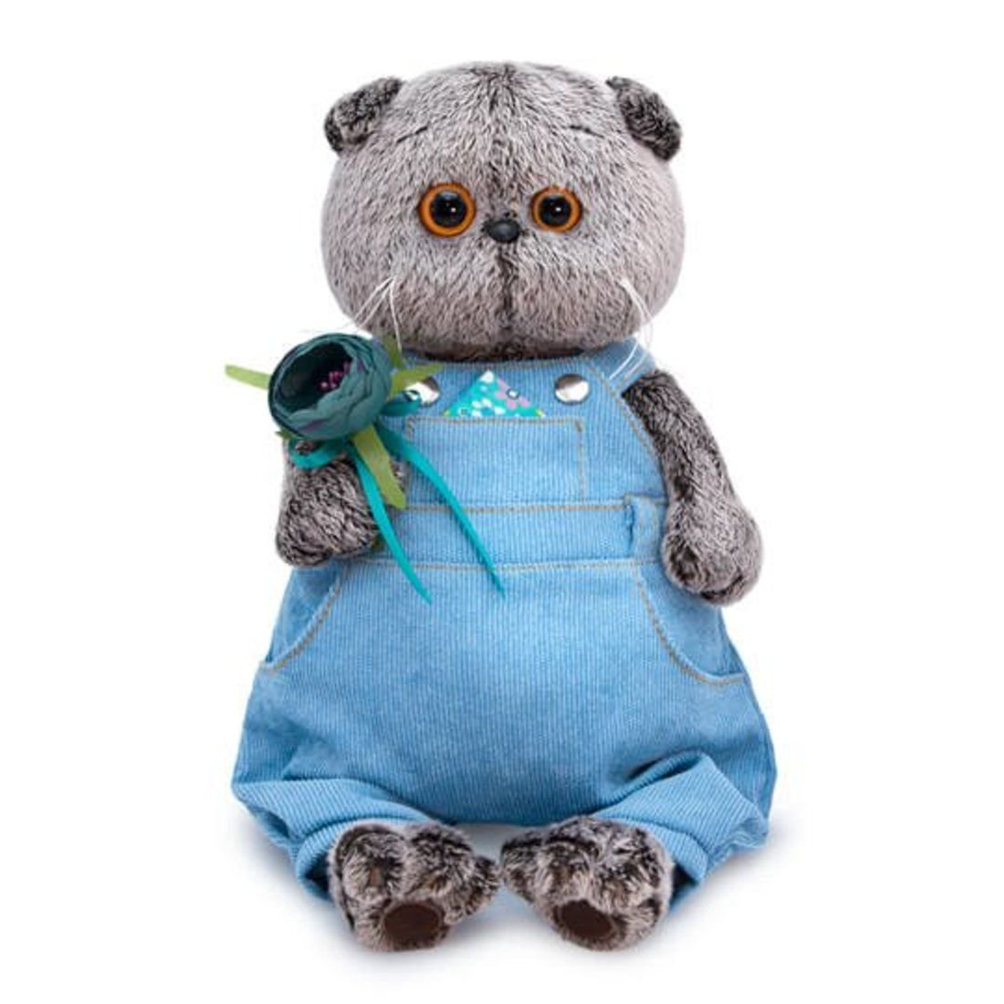 Мягкая игрушка Basik Басик в голубом комбинезоне с розочкой Ks19-142 19см купить,NaN