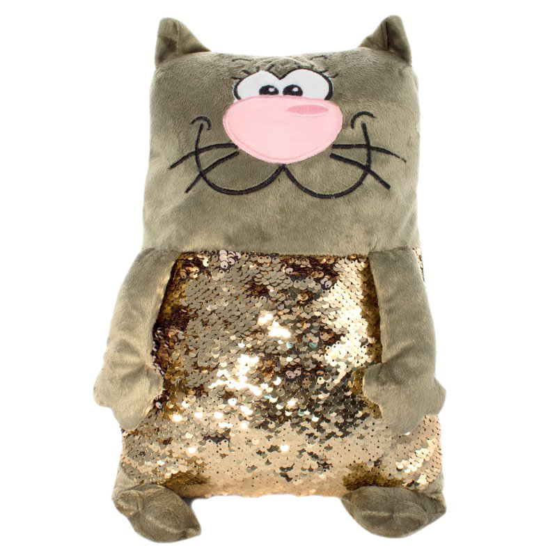 Мягкая игрушка KiddieArt Кот серый Tallula Пайетка 43см купить,NaN