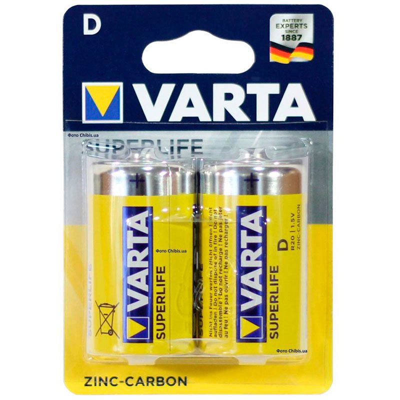 Батарейка VARTA Superlife Mono 1.5V - R20P/D 2 шт.