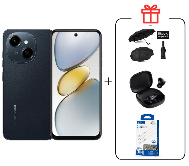 Смартфон Tecno Spark Go 1 3/64Gb Startrail Black+подарок купить,NaN