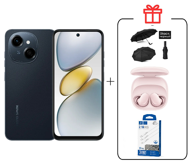 Смартфон Tecno Spark Go 1 3/64Gb Startrail Black+подарок купить,NaN