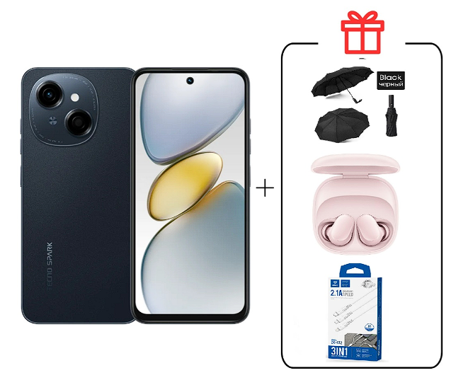 Смартфон Tecno Spark Go 1 4/128Gb Startrail Black+подарок купить,NaN